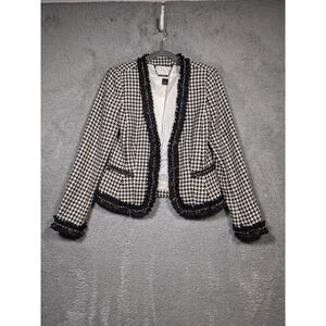 White House Black Market Black and White Houndstooth Women's Blazer Size 6
